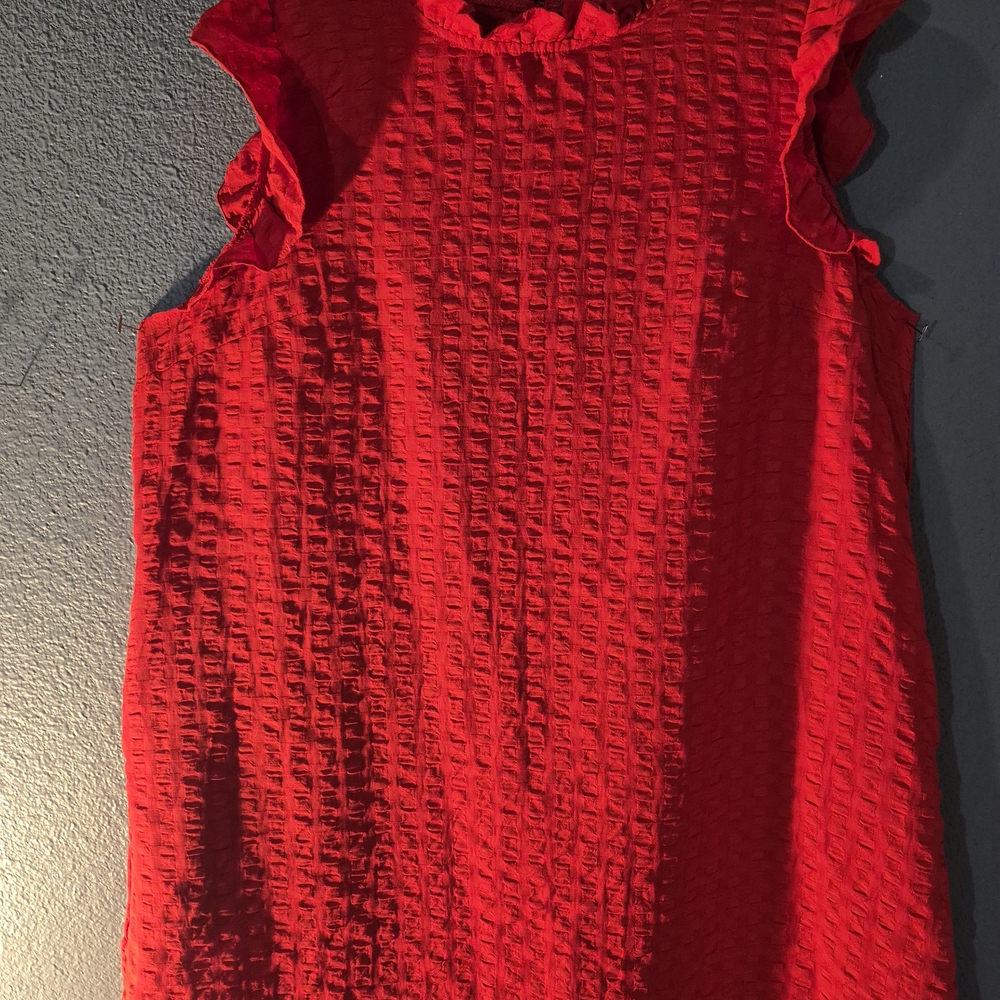 Textured Red Ruffle Sleeve Formal Dress